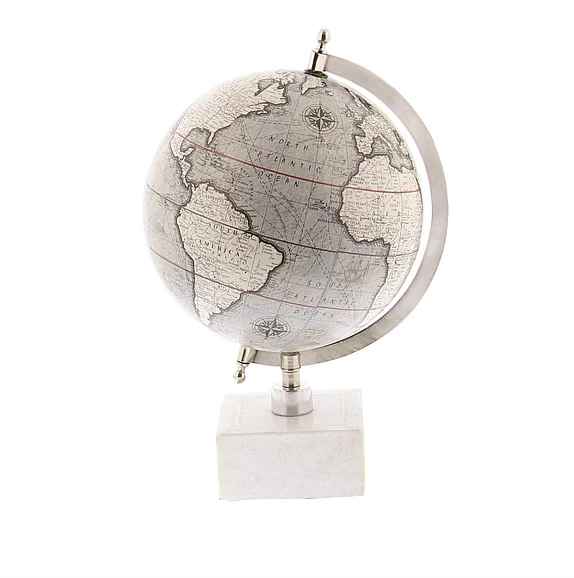 UMA White Marble Educational/Geographic Earth Globe with Marble Base, 9 x 8 x 14 | 28546