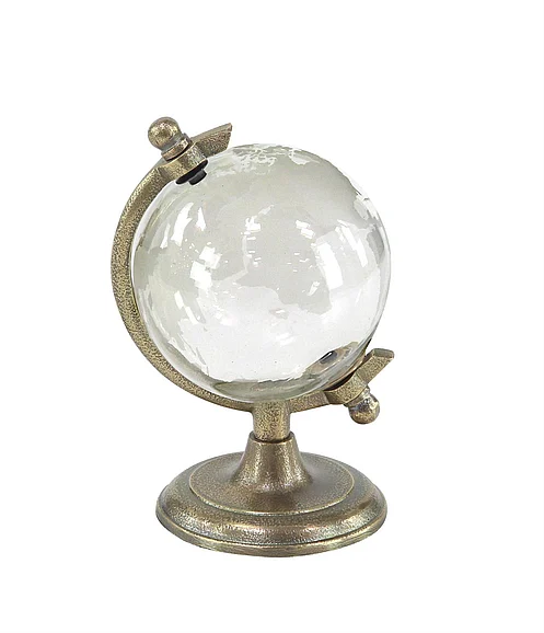 UMA Bronze Aluminum Metal Educational/Geographic Earth Globe with Tiered Base, 6" x 6" x 9" | 28563