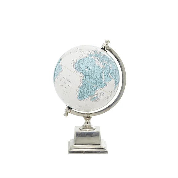 UMA Blue Aluminum Metal Educational/Geographic Earth Globe, 8" x 8" x 13" | 28568