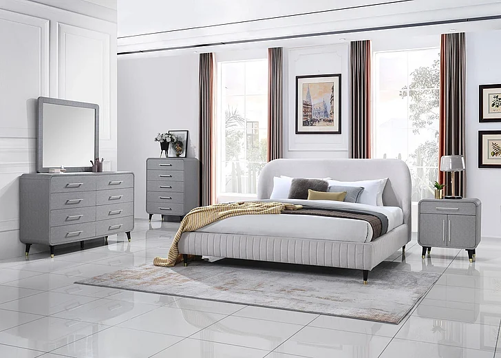 Emma Mason Signature Timberlore 3pc Upholstered Bedroom Set in Gray