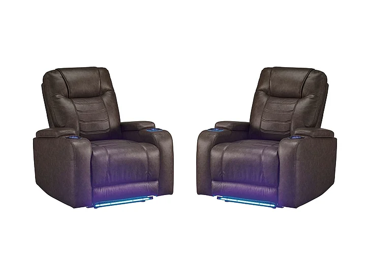 Schooner Rocks Power Recliner/ADJ Headrest in Umber 1610413 (Set of 2)
