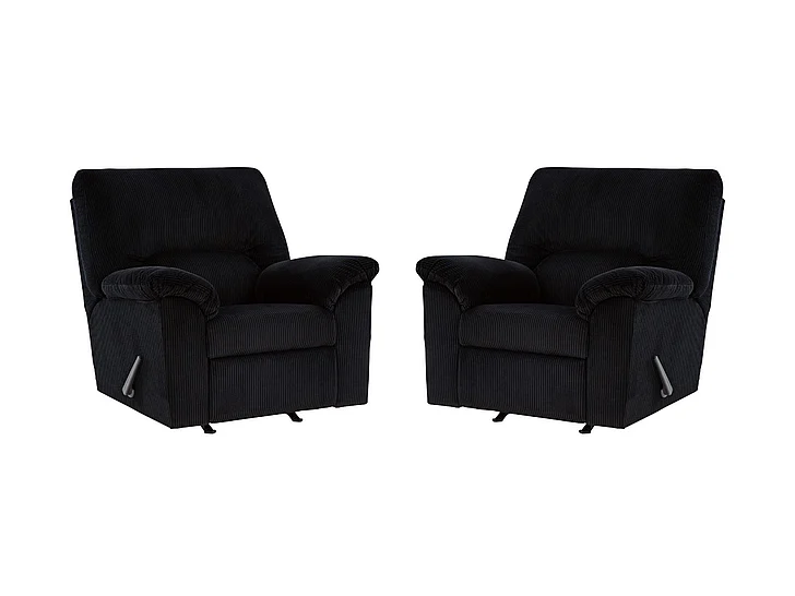 SimpleJoy Rocker Recliner in Onyx 2420425 (Set of 2)