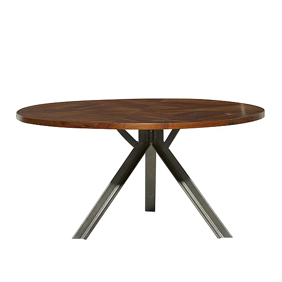 UMA Brown Wood Coffee Table with Gray Metal Tripod Base, 36" x 36" x 17" | 28749 CLOSEOUT