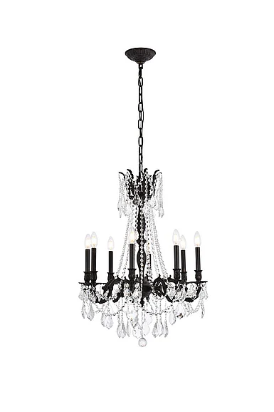 Elegant Rosalia 8 Light Dark Bronze Chandelier Clear Royal Cut Crystal 9208D24DB/RC