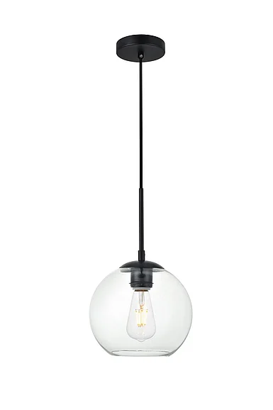 Elegant Baxter 1 Light Black Pendant with Clear Glass LD2206BK