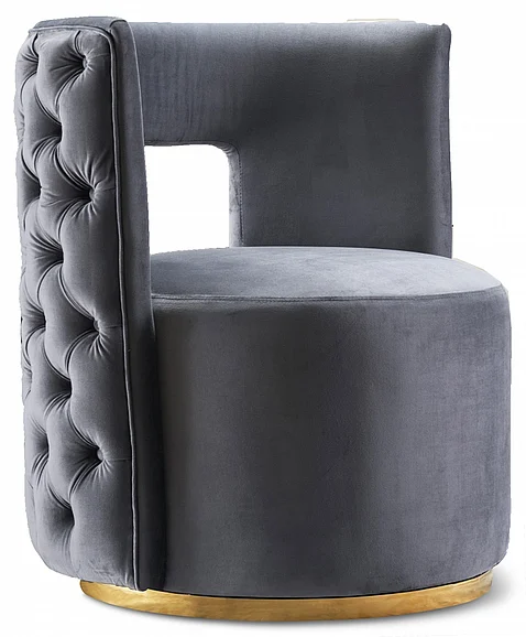 Meridian Theo Velvet Accent Chair in Grey Velvet 594Grey