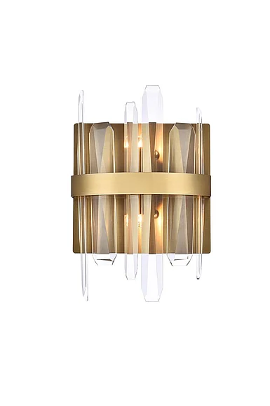 Elegant Serena 8 In. Crystal Bath Sconce in Satin Gold 2200W8SG