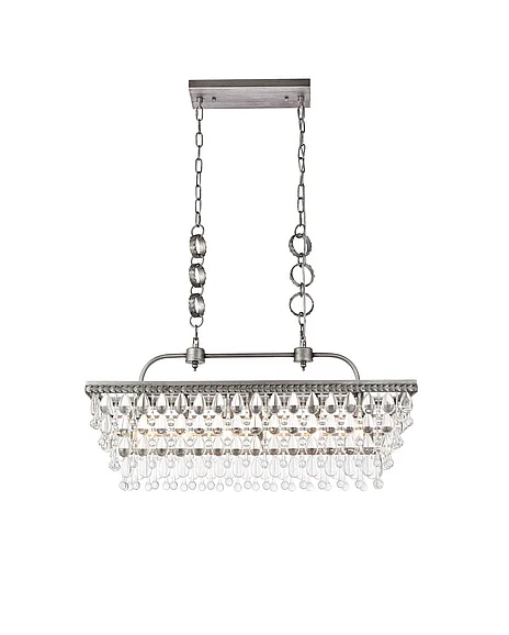 Elegant Nordic 32 In. Rectangle Pendant in Antique Silver 1219G32AS