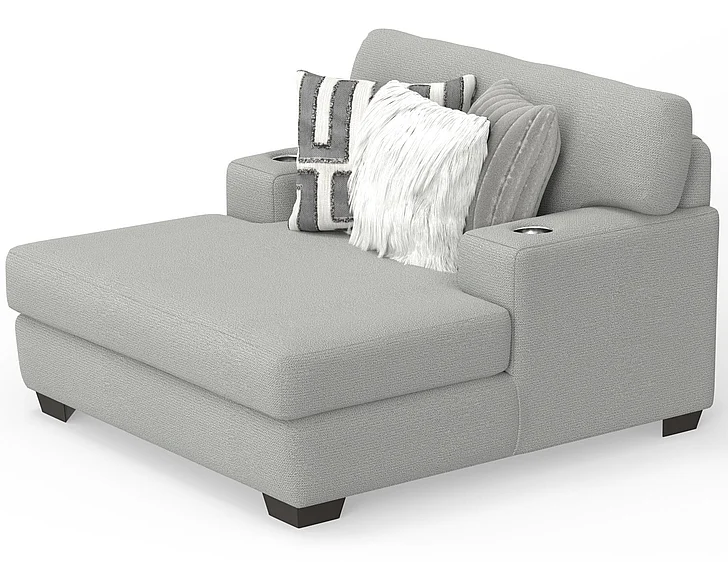 Corinthian Glenwood Chaise w/Cup Holders in Cassio-Grey FG28B5