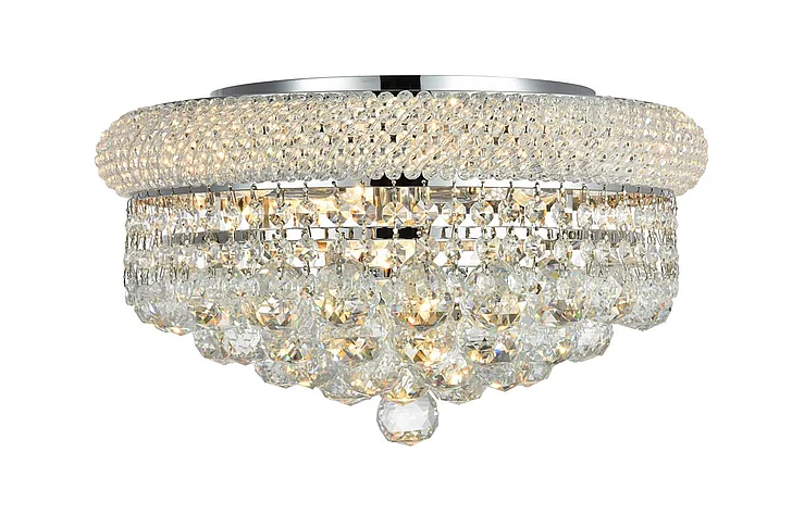 Elegant Primo 8 Light Chrome Flush Mount Clear Royal Cut Crystal V1800F16C/RC