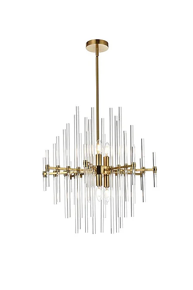 Elegant Sienna 23 In. Crystal Rod Pendant in Gold 2502D23SG