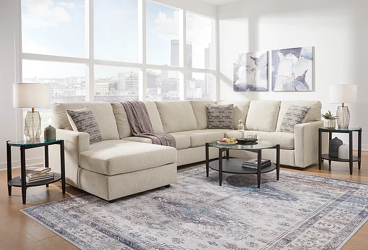 Edenfield 4-Piece Sectional Set with LAF Chaise in Linen