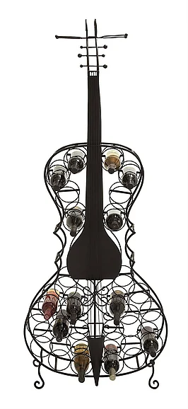 UMA Black Metal Cello 26 Bottle Storage Standing Wine Rack, 27 x 8 x 68 | 29083