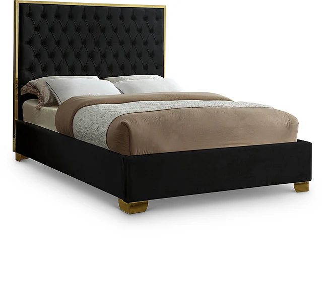 Meridian Lana Velvet Full Bed in Black Velvet LanaBlack-F