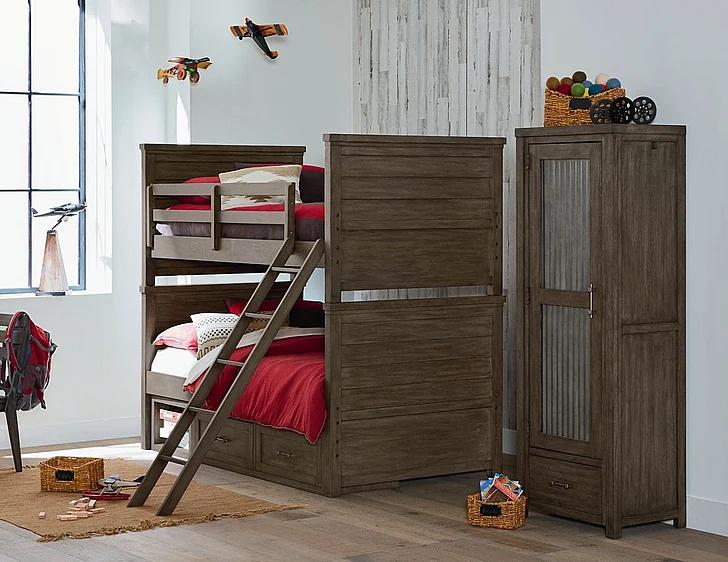 Legacy Classic Kids Bunkhouse 4pc Bunk Bedroom Set in Aged Barnwood