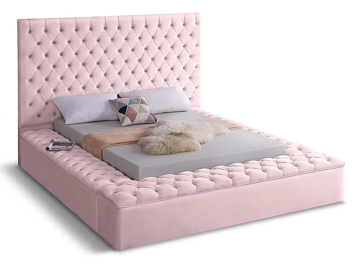 Meridian Bliss Velvet Full Bed in Pink Velvet BlissPink-F