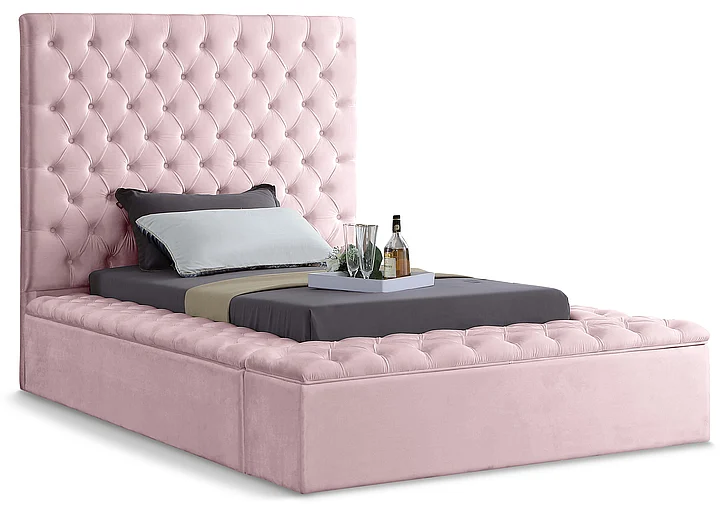 Meridian Bliss Velvet Twin Bed in Pink Velvet BlissPink-T