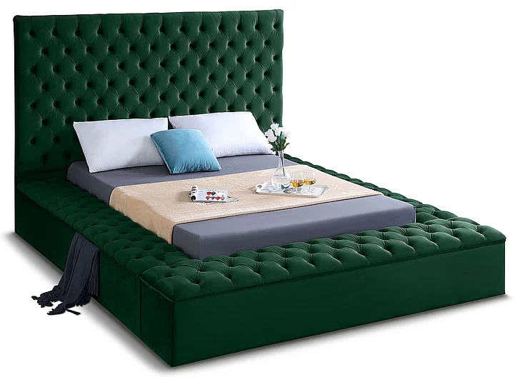 Meridian Bliss Velvet King Bed in Green Velvet BlissGreen-K