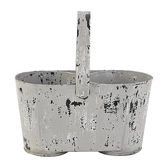 UMA White Metal Planter, 12" x 7" x 13" | 29447 CLOSEOUT