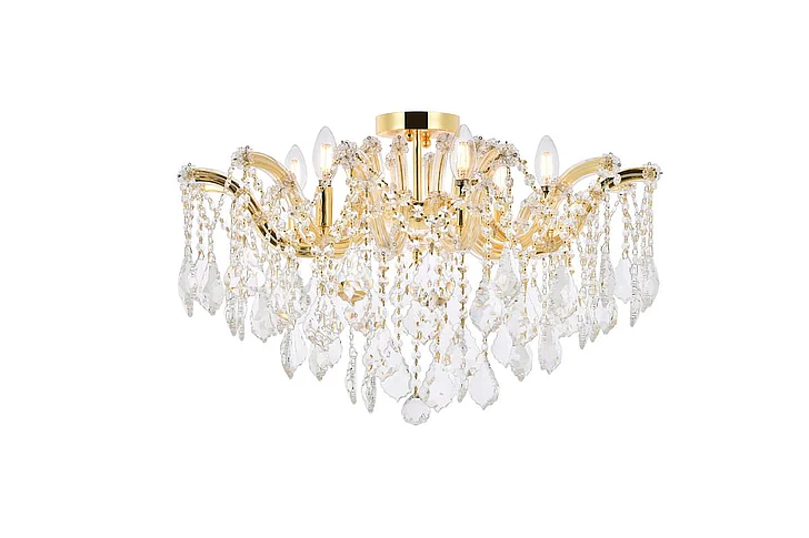 Elegant Maria Theresa 6 Light Gold Flush Mount Clear Royal Cut Crystal 2800F24G/RC