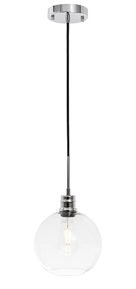 Elegant Emett 1 Light Chrome and Clear Glass Pendant LD6205C