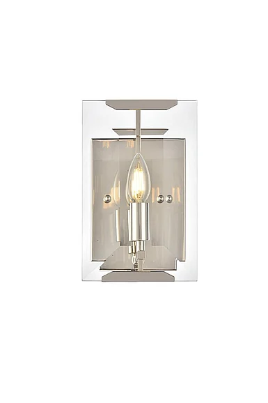 Elegant Monaco 1 Light Golden Iron Wall Sconce Glass Crystal 1212W6PN