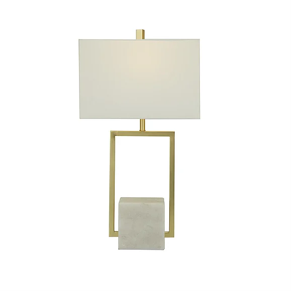 UMA CosmoLiving by Cosmopolitan Gold Marble Geometric Room Table Lamp with Square Shade, 15 x 9 x 27 | 29645