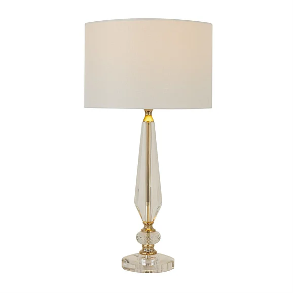 UMA Clear Crystal Room Buffet Lamp with Gold Accents, 14" x 14" x 27" | 29657 CLOSEOUT