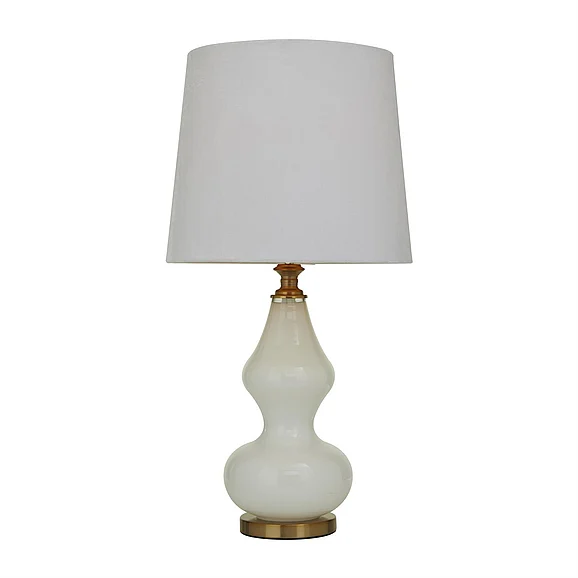 UMA White Glass Room Table Lamp, 15" x 15" x 29" | 29682 CLOSEOUT