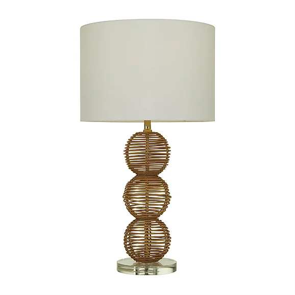 UMA Brown Wicker Wood Handmade Woven Orb Room Table Lamp, 16" x 16" x 29" | 29686 CLOSEOUT