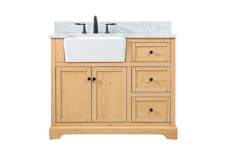 Elegant 42 In. Single Bathroom Vanity in Natural Wood with Backsplash VF60242NW-BS