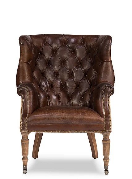Sarreid Encore IHF Welsh Leather & Jute Chair in Vintage Cigar 29731 CLEARANCE