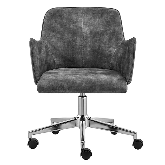 Euro Style Sunny Pro Office Chair in Gray Velvet with Chrome Base 29741GRY CLOSEOUT