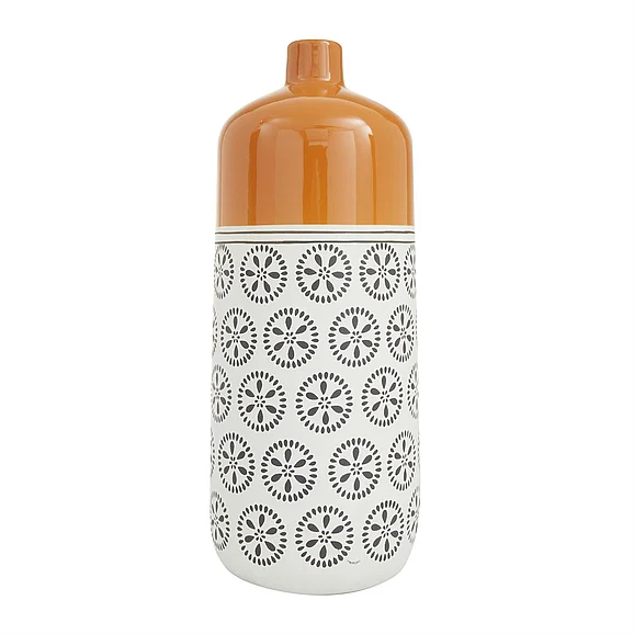 UMA White Ceramic Floral Decorative Vase with Orange Tops, 12" x 10" x 20" | 29795 CLOSEOUT