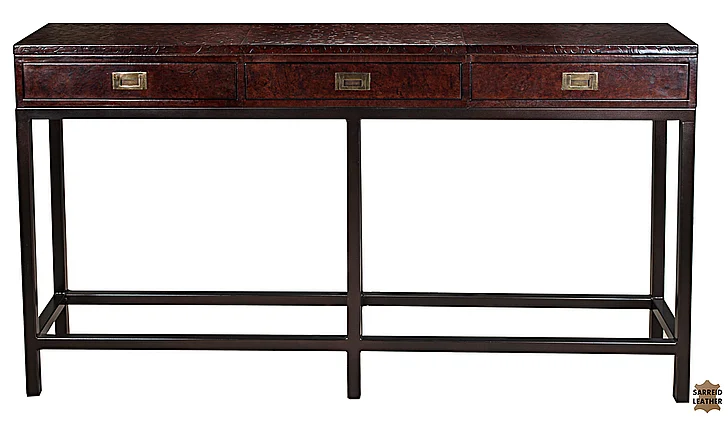 Sarreid Encore IHF Campaign Embossed Console in Dark Brown 29859