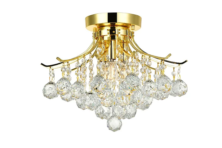 Elegant Toureg 3 Light Gold Flush Mount Clear Royal Cut Crystal V8000F16G/RC