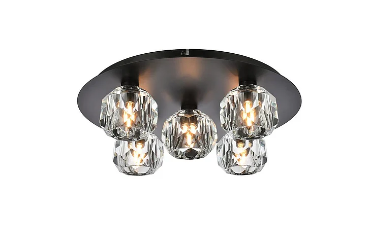 Elegant Graham 5 Light Ceiling Lamp in Black 3509F16BK