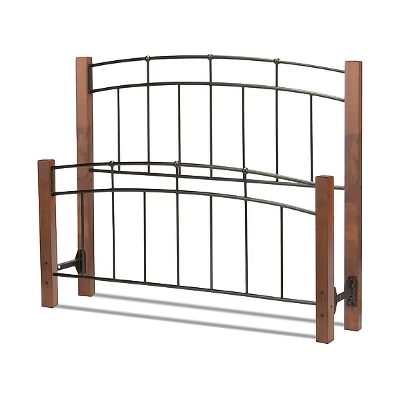 Fashion Bed Group Complete Benson Full Headboard & Footboard: Frame Not Included in Textured Black and Maple B90A44
