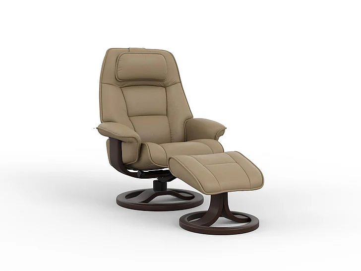 Fjords Admiral R Small Recliner with Footstool - Manual in in Latte/Espresso 360501-229-007 CUSTOM ITEM