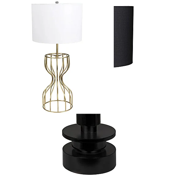 Noir Furniture Perry Table Lamp with Shade in Metal with Brass LAMP623MBSH CLOSEOUT