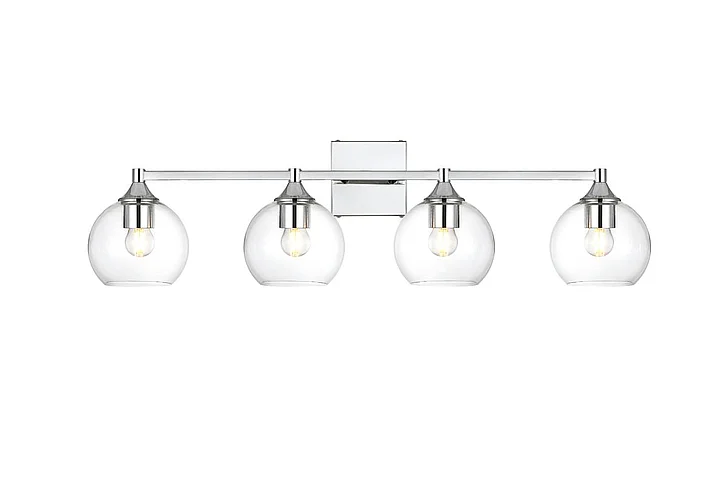 Elegant Foster 4 Light Chrome and Clear Bath Sconce LD7308W33CH