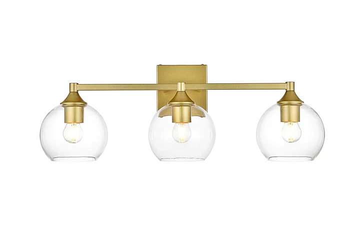 Elegant Foster 3 Light Brass and Clear Bath Sconce LD7308W25BRA