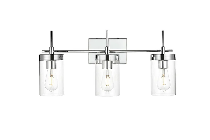 Elegant Benny 3 Light Chrome and Clear Bath Sconce LD7319W24CH