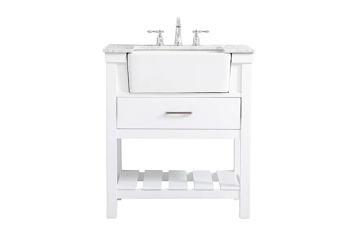 Elegant 30 In. Single Bathroom Vanity in White VF60130WH