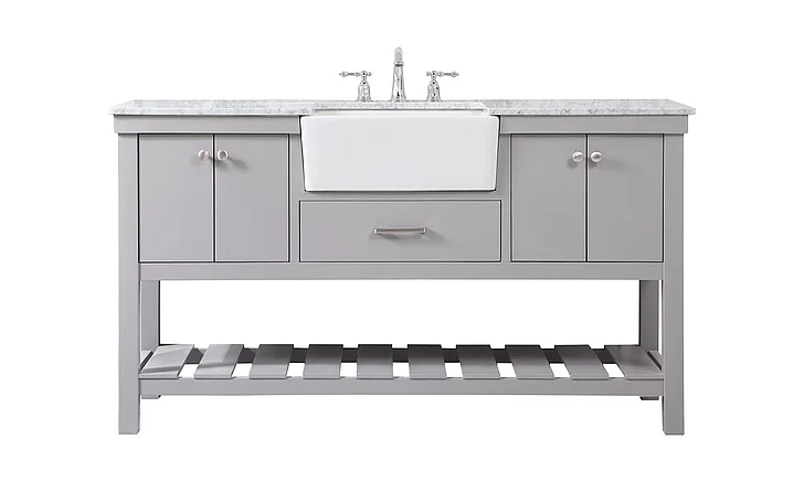 Elegant 60 In. Single Bathroom Vanity in Grey VF60160GR