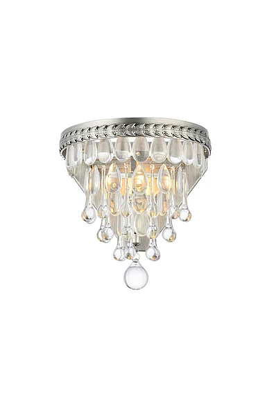 Elegant Nordic 1 Light Antique Silver Wall Sconce Clear Royal Cut Crystal 1219W9AS/RC