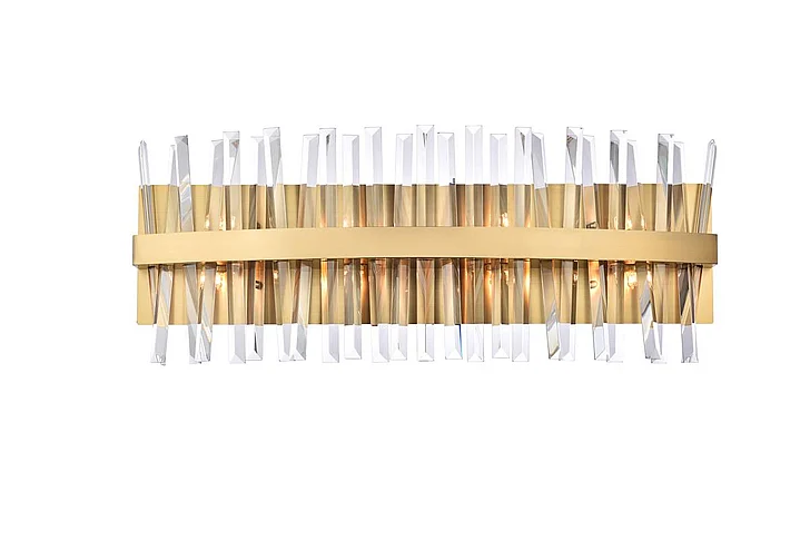 Elegant Serephina 30 In. Crystal Bath Sconce in Satin Gold 6200W30SG