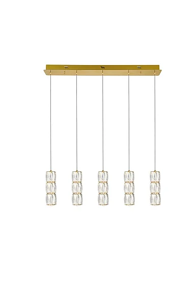 Elegant Polaris Led Light Gold Pendant Clear Royal Cut Crystal 3500D5G