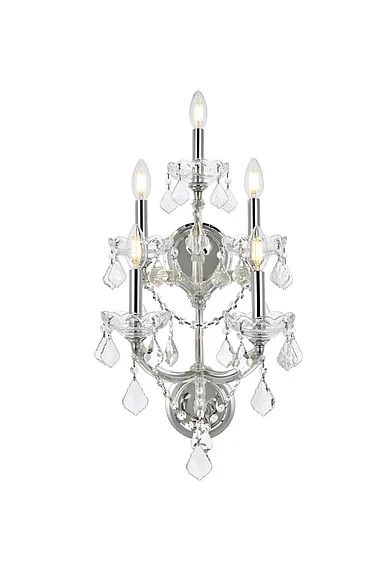 Elegant Maria Theresa 5 Light Chrome Wall Sconce Clear Royal Cut Crystal 2800W5C/RC