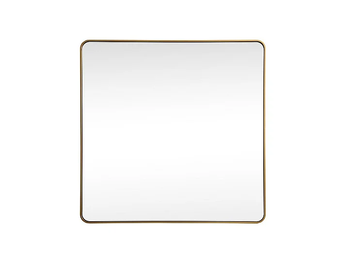 Elegant Soft Corner Metal Square Mirror 42X42 In. in Brass MR804242BR